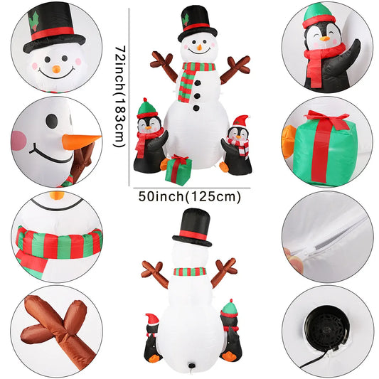 Rotating LED Snowman and Penguin Inflatable