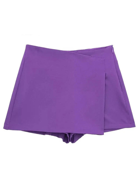 Vintage High Waist Asymmetrical Zipper Skirts Shorts