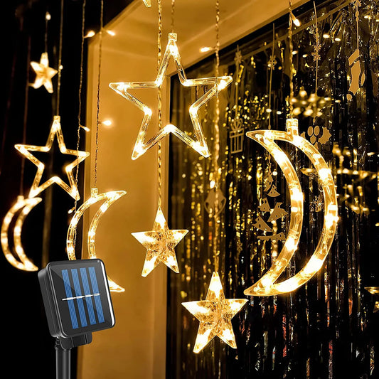 Star and Moon Solar LED String Lights